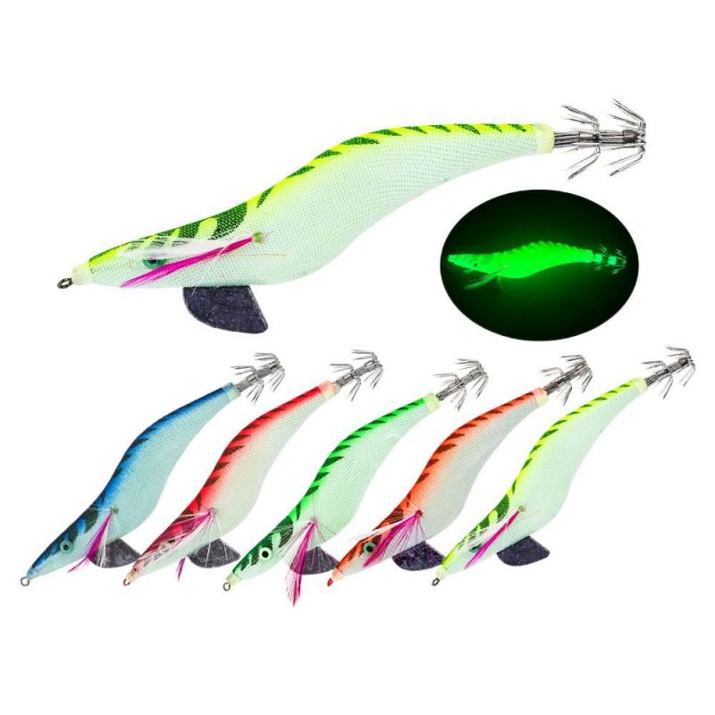 Fishing Hook Size - 5PCS 2.5-4.0# 10-15CM 12-26GLuminous squid jig,
