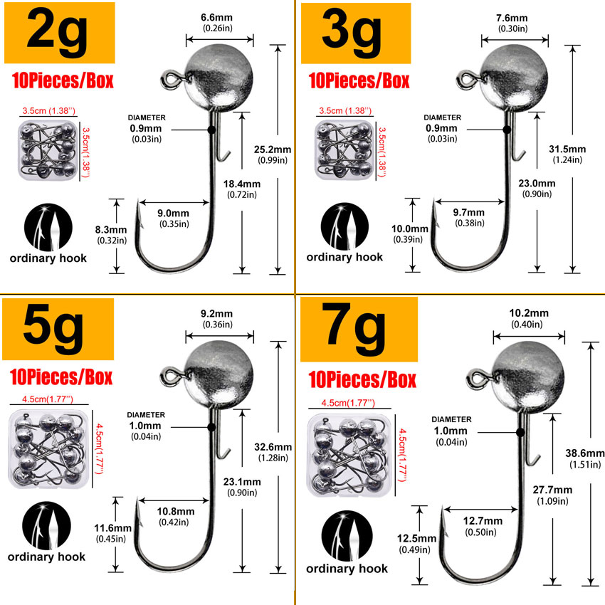 JYJ 2g 3g... 20g 10Pcs a box R - Fishing Hook Jig 리뷰 및 가격