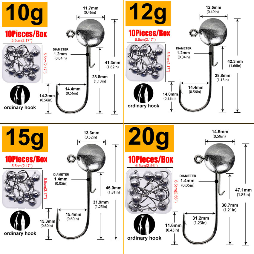 JYJ 2g 3g... 20g 10Pcs a box R - Fishing Hook Jig 리뷰 및 가격