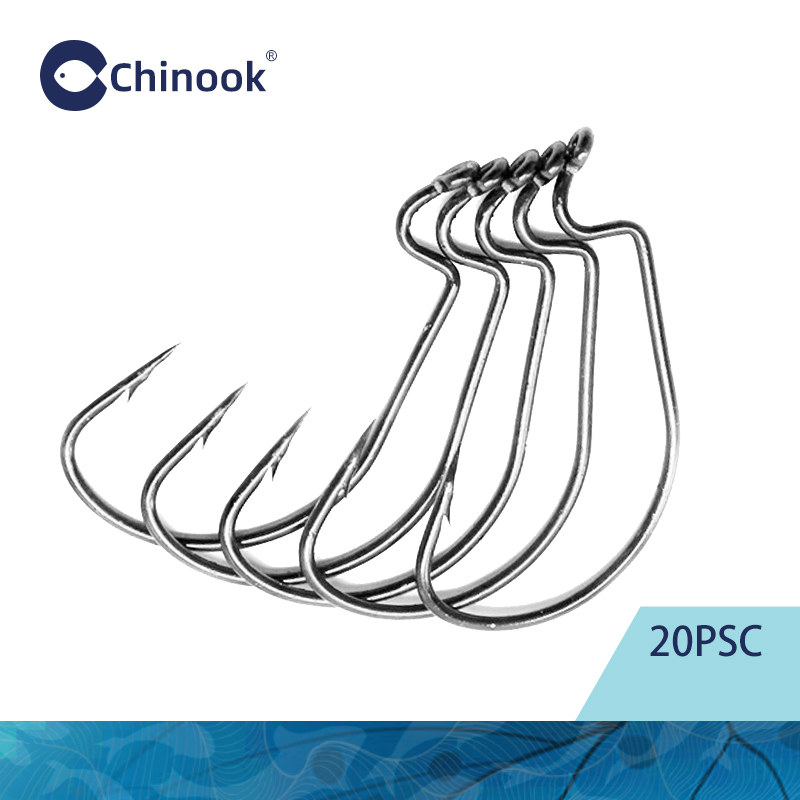 Chinook 20pcs Wide worm Texan  - Fishing Hook Barbless 리뷰 및 가격