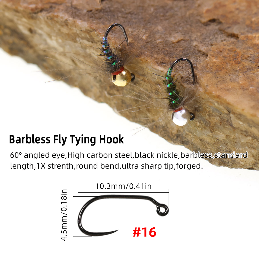 4pcs #16 Tungsten Beadhead CDC - Fishing Hook Barbless 리뷰 및 가격
