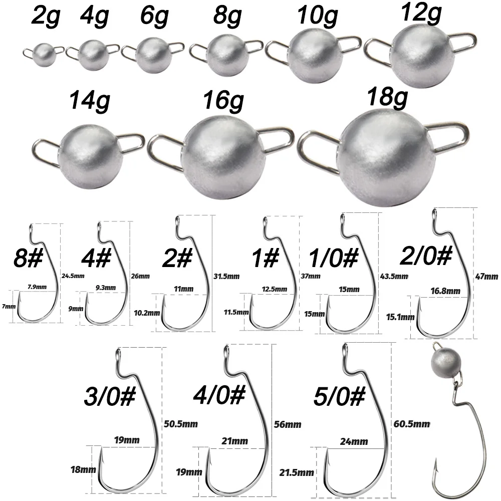5Pcs Metal Jig Head Worm Hooks - Fishing Hook Weedless 리뷰 및 가격