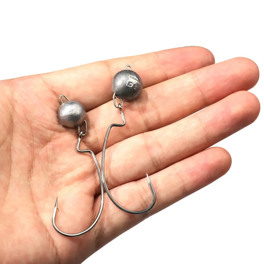 5pcs Metal Jig Head Worm Hooks - Fishing Hook Weedless 리뷰 및 가격
